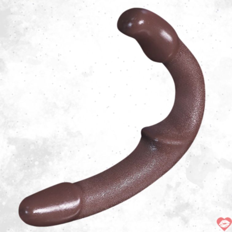 Dildo Strapless 12inch Nâu Mềm Cong Gợi Cảm Đôi 