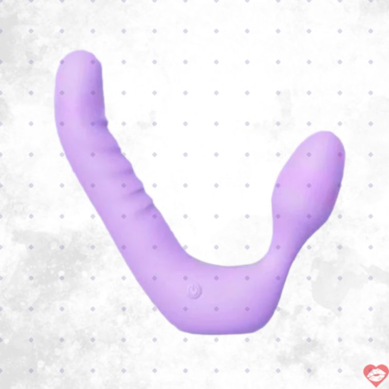 Double Shock Purple Strapless Lesbian Siêu Kích Thích 