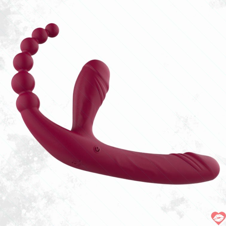 Dildo Strapless 3 Đầu Rung 10 Chế Độ Cặp Đôi 