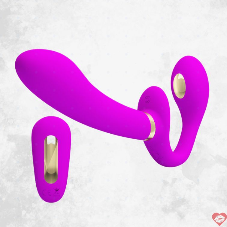 Strapless Dildo Sốc Điện Rung Remote Mạo Hiểm Đôi 