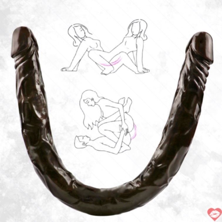 Double End Dildo 22 Inch Nâu Đậm Linh Hoạt Siêu Dài 