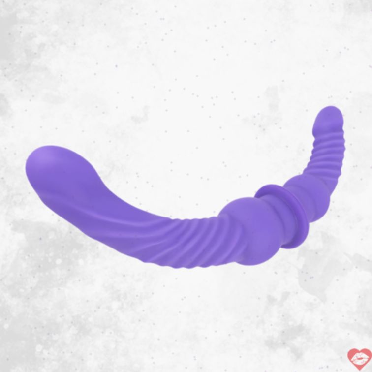 Dildo đôi tím cong 43cm khoái cảm bùng nổ đôi bên 