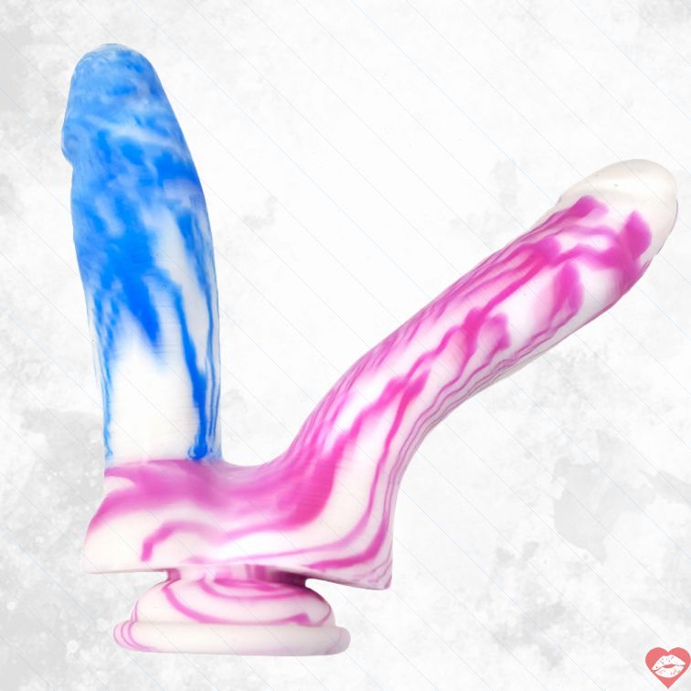 Dildo Đôi Silicone Marble Hồng Xanh Kích Thích Đôi 