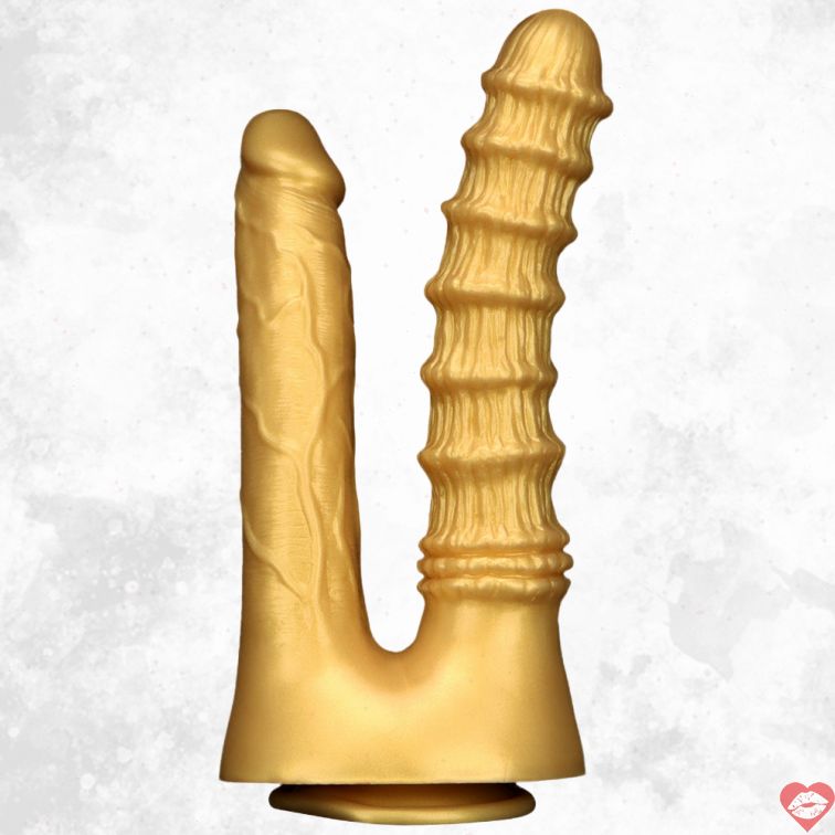 Gold Ringed Dildo Đôi Vàng Silicone Lấp Lánh 