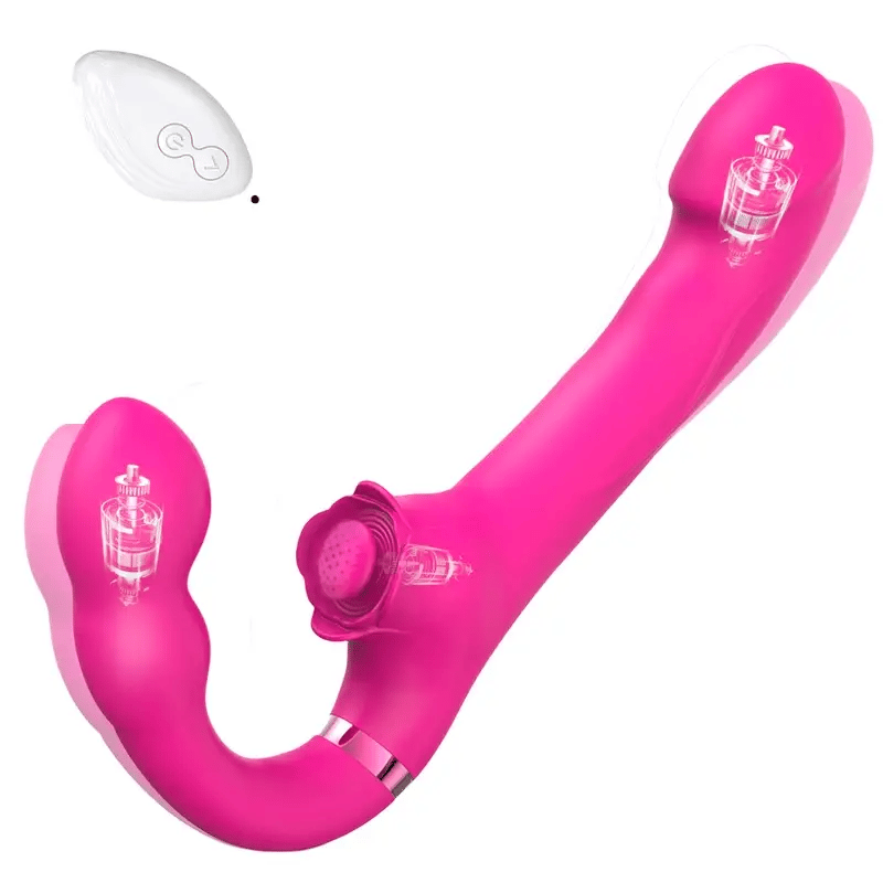 Rose Clit 3in1 Strapless Strapon Rung Sốc Đôi Phê 
