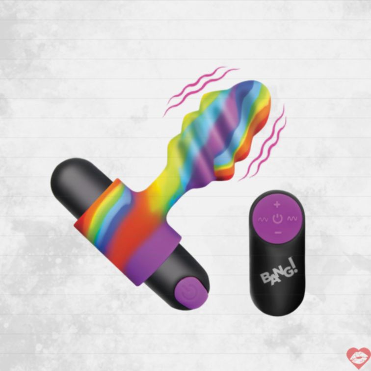 Bang! Anal Plug Cầu Vồng Xoắn Rung Sặc Sỡ Màu Mè 