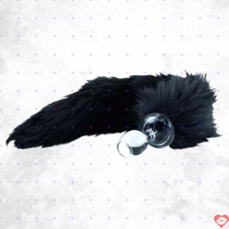 Crystal Delights Minx Tail Plug Lông Đen Thủ Công 
