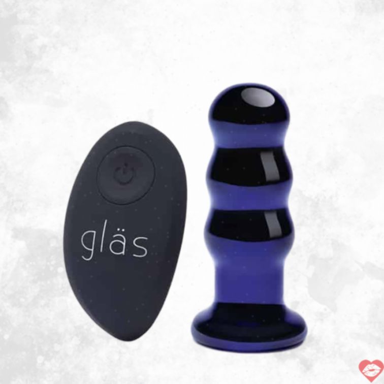 Glas Anal Plug Xanh Remote Rung Mạnh 