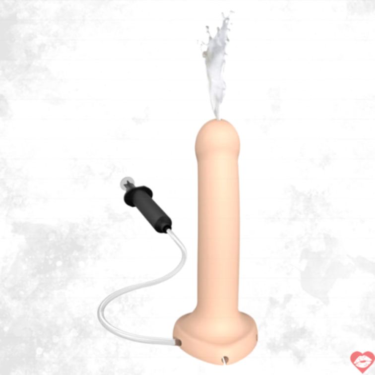 Falo strap-on cum silicone phun 30ml G-spot sướng bể 