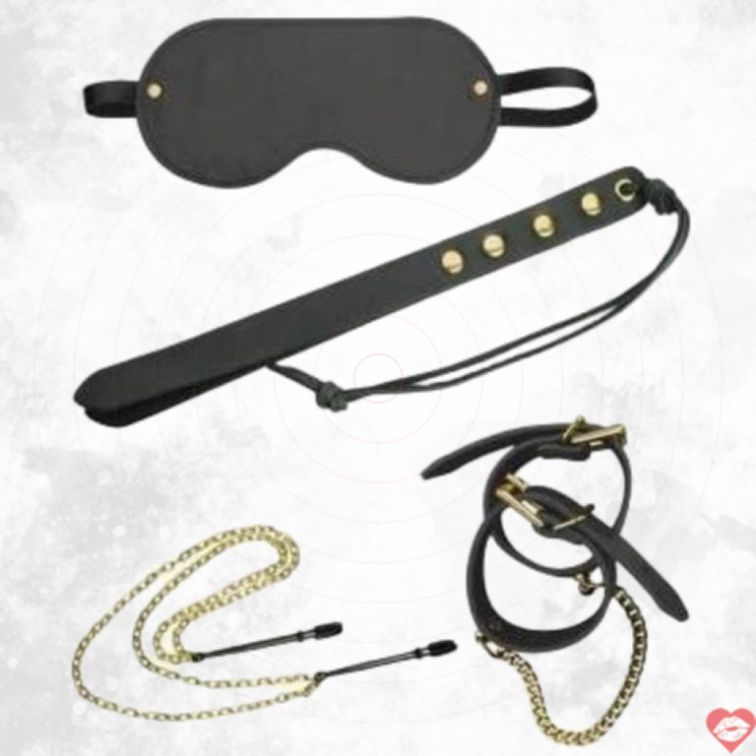 Spartacus Kink Kit Da Đen Đồng BDSM Starter Đầy Đủ 