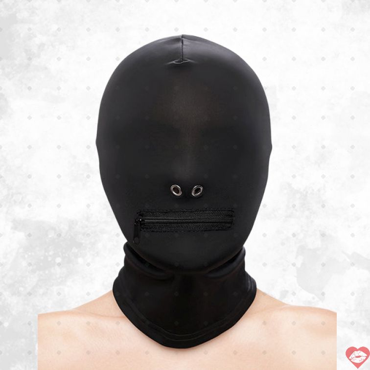 Taboo Zipper Hood Đen Mouth Nô Lệ Kiểm Soát Nóng 