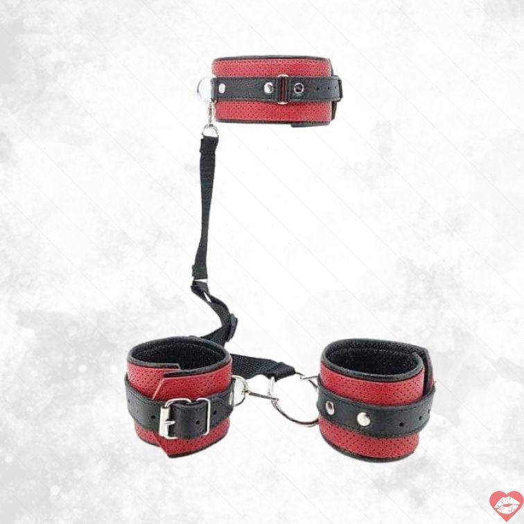 Fiksator BDSM Set Da Đỏ Đen Oắt Tay 