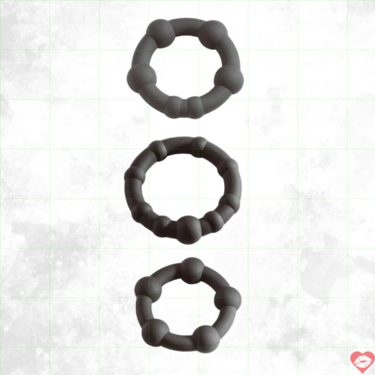 Malesation Pearl Cock Ring Đen Set Giữ Cứng Đa Size 