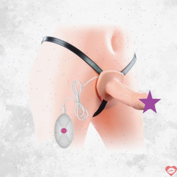 Strap-on Hollow 6.5” Vibration Unisex Linh Hoạt Đỉnh 