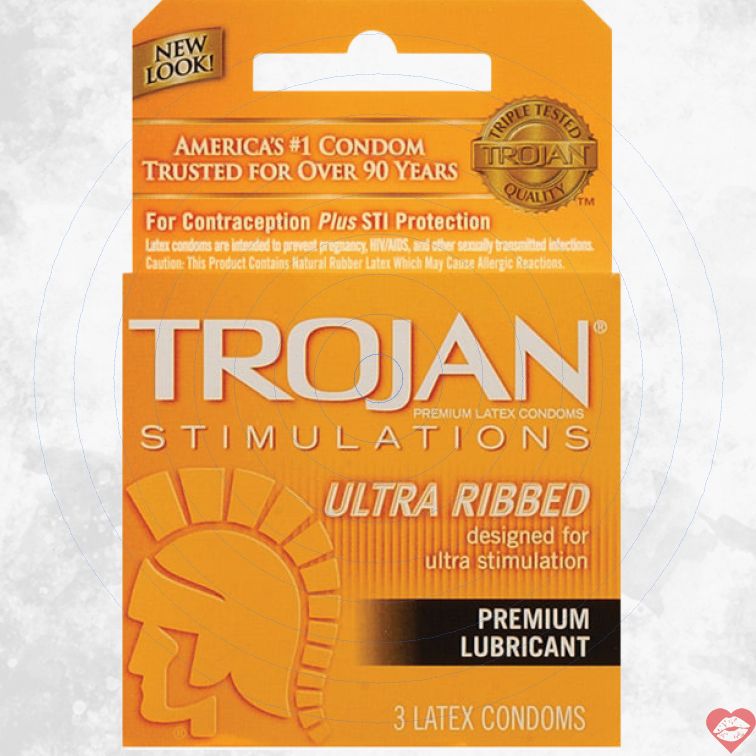 Trojan Ultra Ribbed Gân Bao Cao Su 3 Gói Kích Thích Mãnh Liệt 