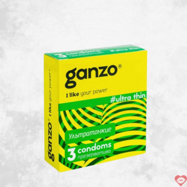 Ganzo Ultra Thin bao cao su mỏng 3pcs cảm giác thật 