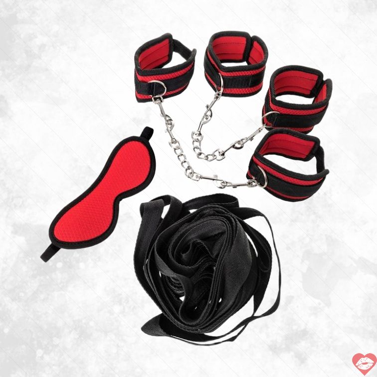 Bộ Trói BDSM Anonymo Đen Đỏ Chặt Chẽ Quyến Rũ 