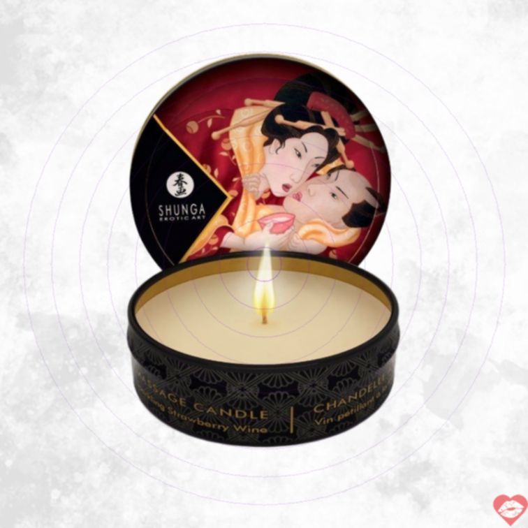 Nến Shunga Sâm Panh Dâu 30ml Massage Dịu Dàng Nóng 
