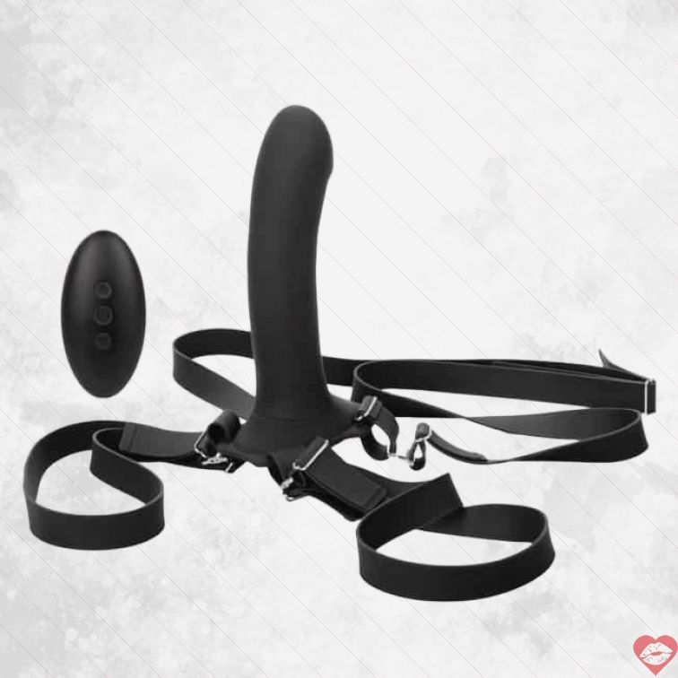 Strap-on CalExotics Rung Đen Remote, Cặp Đôi Sướng 