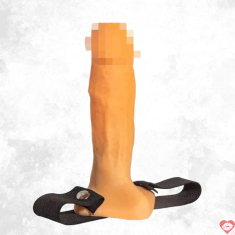 Strapon Jagaga Rỗng 17.6cm Da Thật Thâm Nhập 