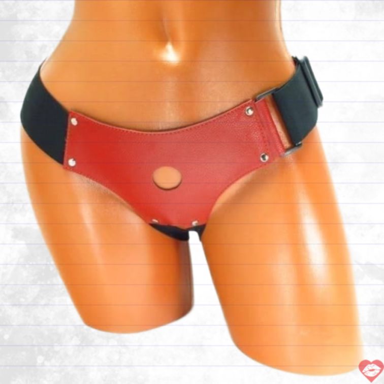 Strapon BDSM Da Đỏ Quần Lót Nút 2.5cm Quyến Rũ 
